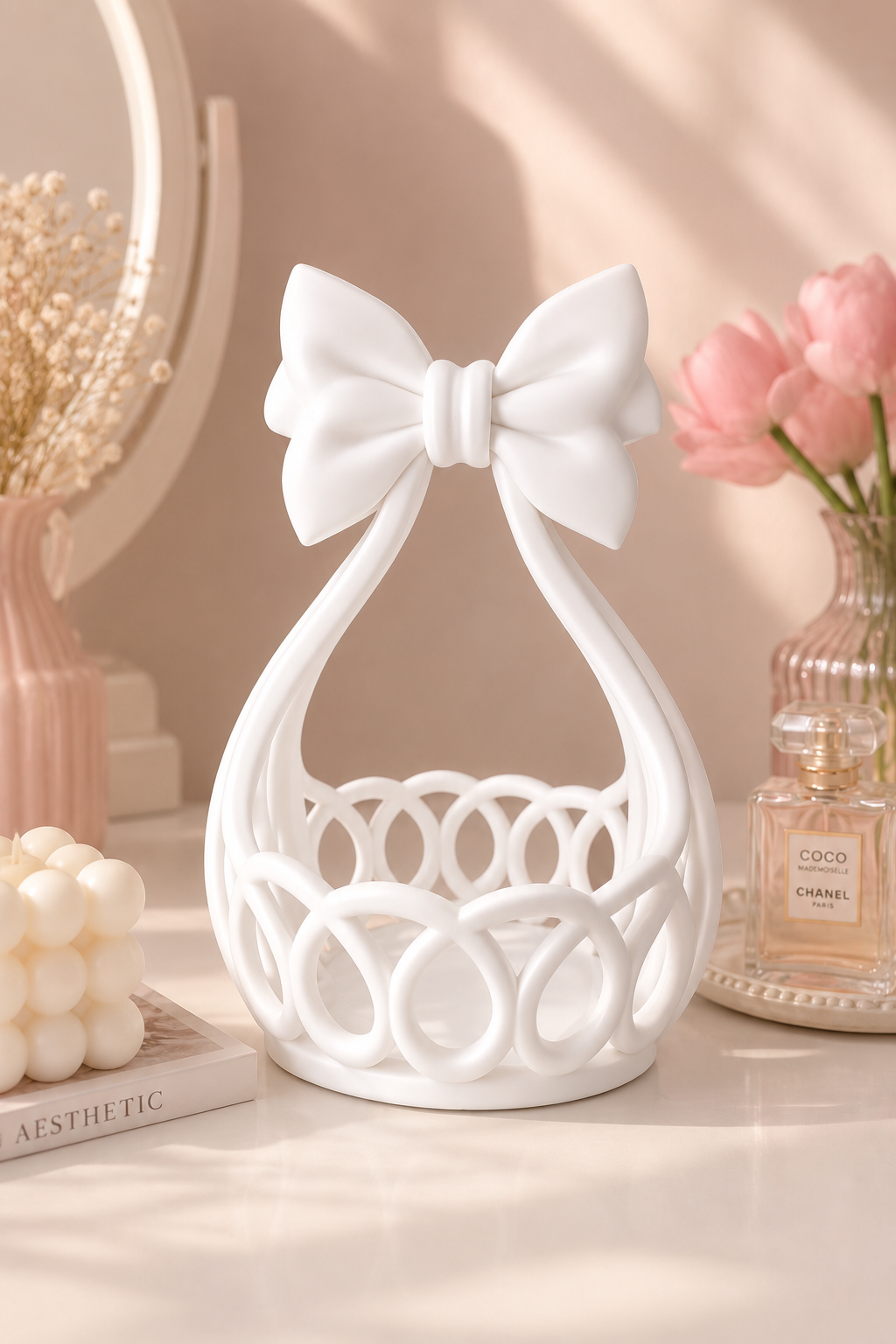 LoopMePretty Bow Basket – Cute & Stylish Storage￼