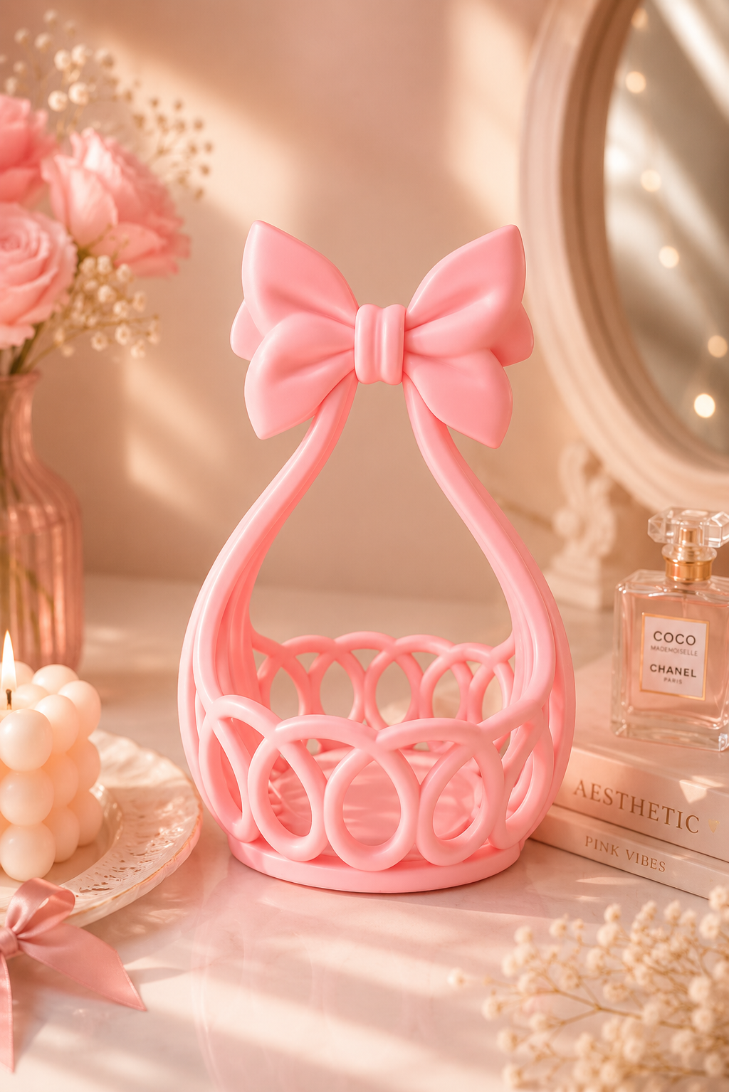 LoopMePretty Bow Basket – Cute & Stylish Storage￼