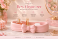 Pink Bow Makeup and Vanity Organizer Tray for Cosmetics, Skincare, Perfume and Jewellery Storage by LoopMePretty