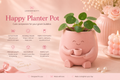 Cute Baby Pink Happy Planter Pot for Indoor Plants and Succulent Decor by LoopMePretty